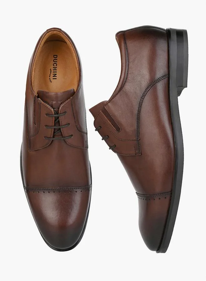 DUCHINI Men Leather Lace-Up Derby Shoes